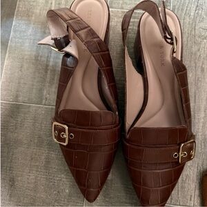 Preston & York Chocolate Croc-Embossed Flats